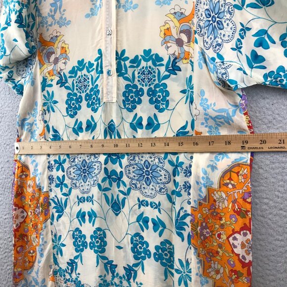 Johnny Was Floral Artsy Tunic Cupra Rayon Long Slv Boho Tropical Breezy Size MOp - Picture 7 of 13
